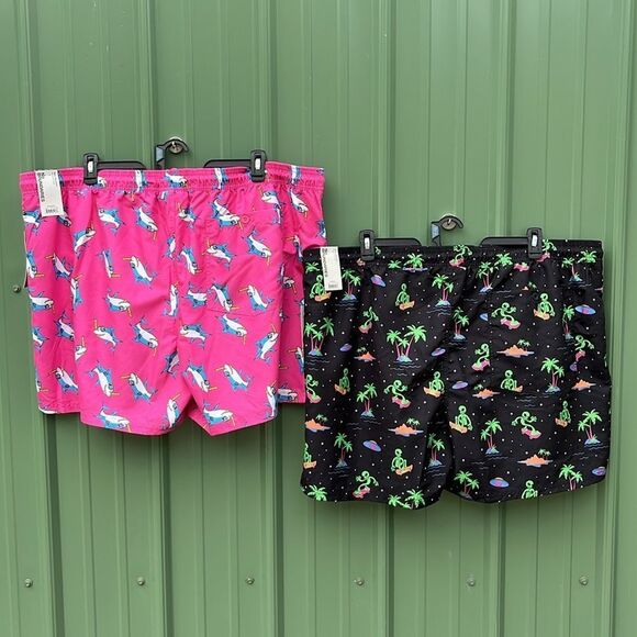 Men's Elastic Waist Swim Trunks Shorts 6" Inseam Beach Vacation 2-Pack Size 3XL - Picture 3 of 13